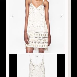 French connection minidress -leather & bead detail